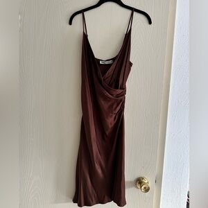 Zara Brown Silk Dress NEW WITH TAGS